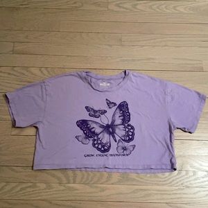 Hollister purple butterfly crop top